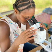 woman at microscope