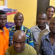 Nathan and team members in snail room in his lab at Université Félix Houphouët-Boigny