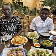Dinner at a Tex-Mex restaurant with Dr Francis Nkemngo.