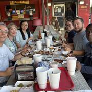 Dinner at a Texas BBQ restaurant with lab members.