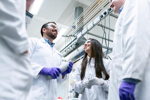 two researchers in a lab