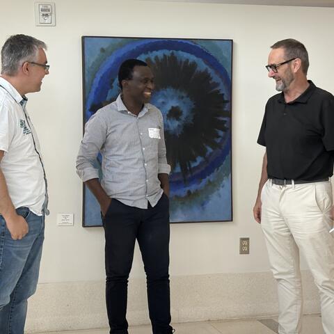 Project discussion with Drs. Fred Chevalier, Yves-Nathan Tian-Bi, and Tim Anderson (left to right).